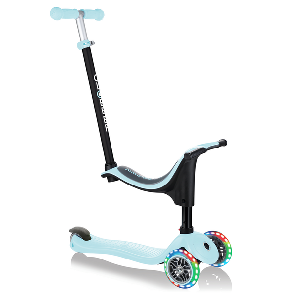 Patinete 3 en 1 con asiento Go Up Sporty con luces - Azul pastel