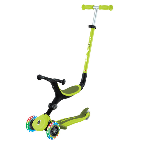 Patinete con asiento 3 en 1 con luces Go Up Active - Verde lima