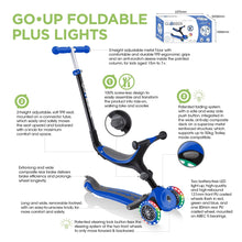 Cargar imagen en el visor de la galería, Patinete con asiento 3 en 1 con luces Go Up Foldable Plus - Azul
