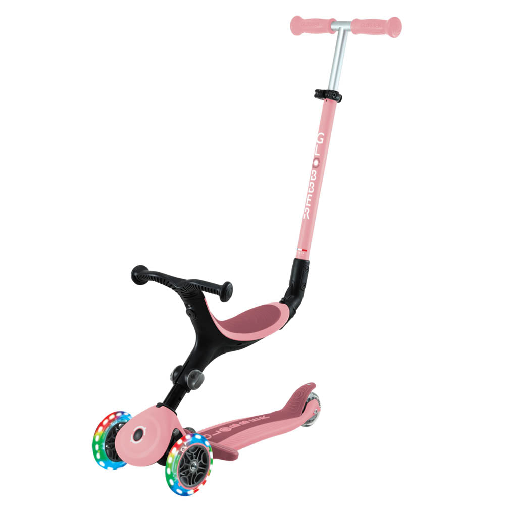 Patinete com assento 3 em 1 com luzes Go Up Active - Rosa Pastel