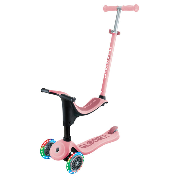 3 in 1 scooter with Go Up Sporty seat with lights V2 - Pastel Pink