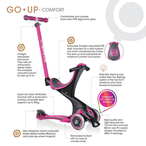 Patinet amb seient 3 en 1 amb llums Go Up Comfort - Rosa