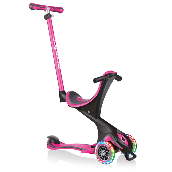 Patinete con asiento 3 en 1 con luces Go Up Comfort - Rosa