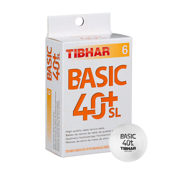 Pelotas Ping Pong TIBHAR Basic 40+ SL – Caja de 6 unidades