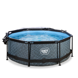 EXIT Stone 244x76 pool with filter pump and dome - Gray