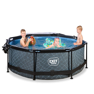 EXIT Stone 244x76 pool with filter pump and dome - Gray