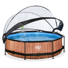 Load image into Gallery viewer, EXIT Wood swimming pool 305x76 with filter pump and dome - Brown
