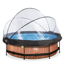 Load image into Gallery viewer, EXIT Wood swimming pool 305x76 with filter pump and dome - Brown
