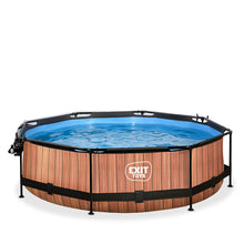 Load image into Gallery viewer, EXIT Wood swimming pool 305x76 with filter pump and dome - Brown
