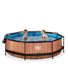 Load image into Gallery viewer, EXIT Wood swimming pool 305x76 with filter pump and dome - Brown
