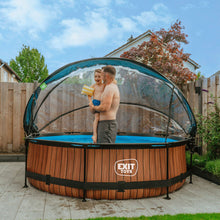 Load image into Gallery viewer, EXIT Wood swimming pool 305x76 with filter pump and dome - Brown
