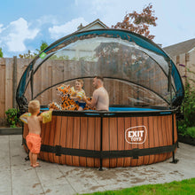 Load image into Gallery viewer, EXIT Wood swimming pool 305x76 with filter pump and dome - Brown
