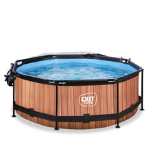 Load image into Gallery viewer, EXIT Wood swimming pool 244x76 with filter pump and dome - Brown
