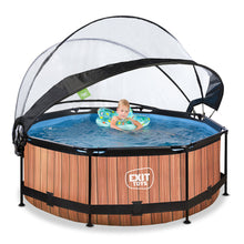 Load image into Gallery viewer, EXIT Wood swimming pool 244x76 with filter pump and dome - Brown
