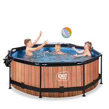 Load image into Gallery viewer, EXIT Wood swimming pool 244x76 with filter pump and dome - Brown
