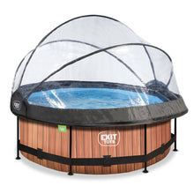 Load image into Gallery viewer, EXIT Wood swimming pool 244x76 with filter pump and dome - Brown
