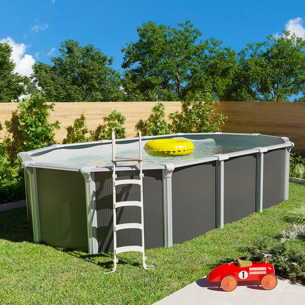 Piscina de acero elevada OSMOSE ANTRACITA 520x395x132 con bomba de filtración