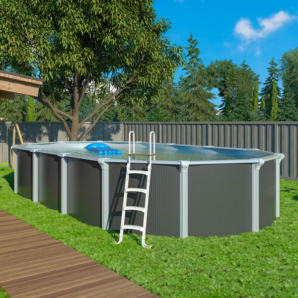 Piscina de acero elevada OSMOSE ANTRACITA 795x490x132 con bomba de filtración
