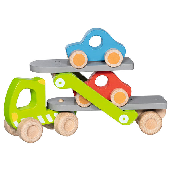 Camión de juguete con 2 coches de Madera Goki
