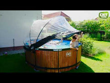 Load and play video in Gallery viewer, EXIT Wood 360x122 pool with sand filter and ladder - brown
