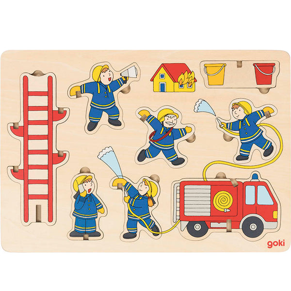 Rompecabezas Vertical Bombero de Madera Goki