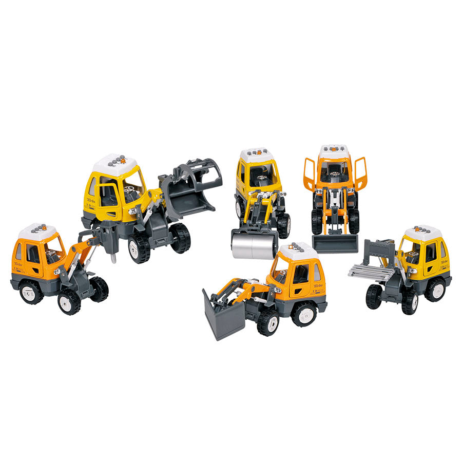 Set de 6 Vehicles de Joguina de Construcció amb So i Llums de Metall Goki
