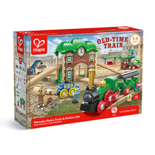 Carregar imagem no visualizador da galeria, Set de Tren Retro de Madera con Estación Hape
