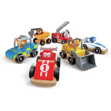 Load image into Gallery viewer, Set of wooden vehicles with display 12 pcs.
