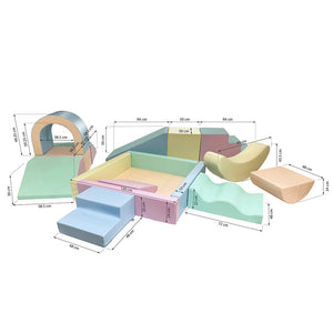 Parque infantil de bloques de espuma con piscina de bolas - Iglu Party color Pastel