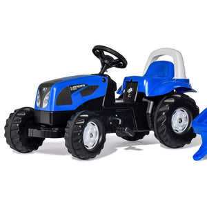 Tractor con pedales Rolly Kid Landini con remolque - azul