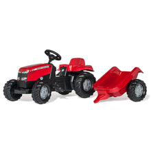 Cargar imagen en el visor de la galería, Tractor con pedales y remolque Rolly Kid MF - Rojo
