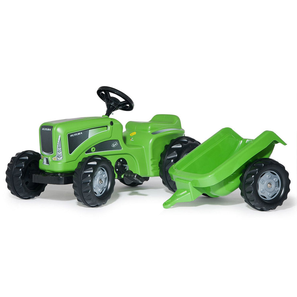 Tractor de pedales Rolly Kiddy Futura con remolque - verde