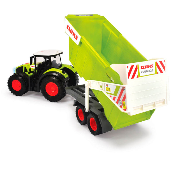 Tractor Claas Dickie con tráiler de granja 65 cm