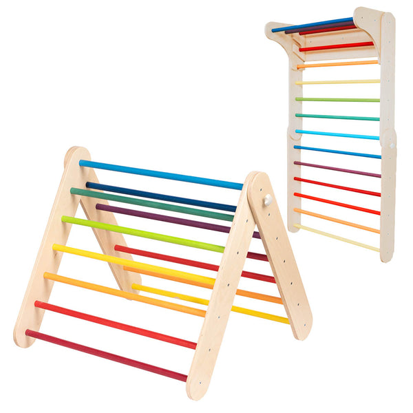 Triángulo Pikler + Pared Sueca 2 en 1 - Arco Iris