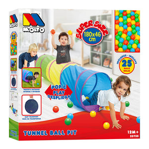 Túnel de Bolas Plegable para Niños con 25 Pelotas de Colores