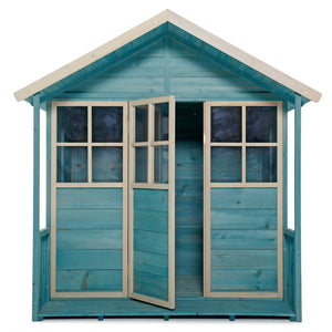 casa de madera azul