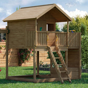 Casa de madera infantil elevada para jardines