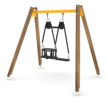 Load image into Gallery viewer, Wooden Duo baby swing for public use
