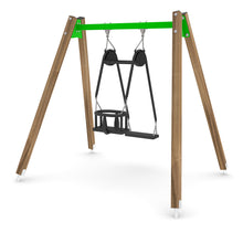 Load image into Gallery viewer, Wooden Duo baby swing for public use

