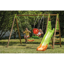 Load image into Gallery viewer, Zambo garden swing with slide and face-to-face seat
