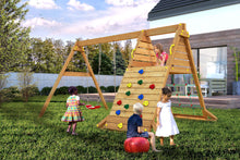 Load image into Gallery viewer, Double swing Spider climbing wall Teak color
