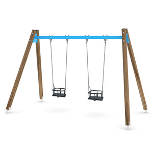 Wooden Baby double swing for public use