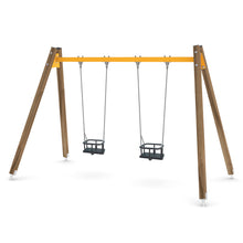 Load image into Gallery viewer, Wooden Baby double swing for public use
