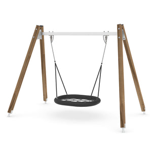 Wooden nest swing for public use
