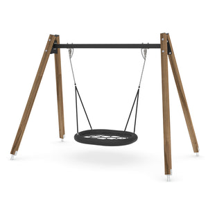Wooden nest swing for public use