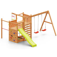 Load image into Gallery viewer, Climbing Star 3 playground with climbing walls, slide and swings
