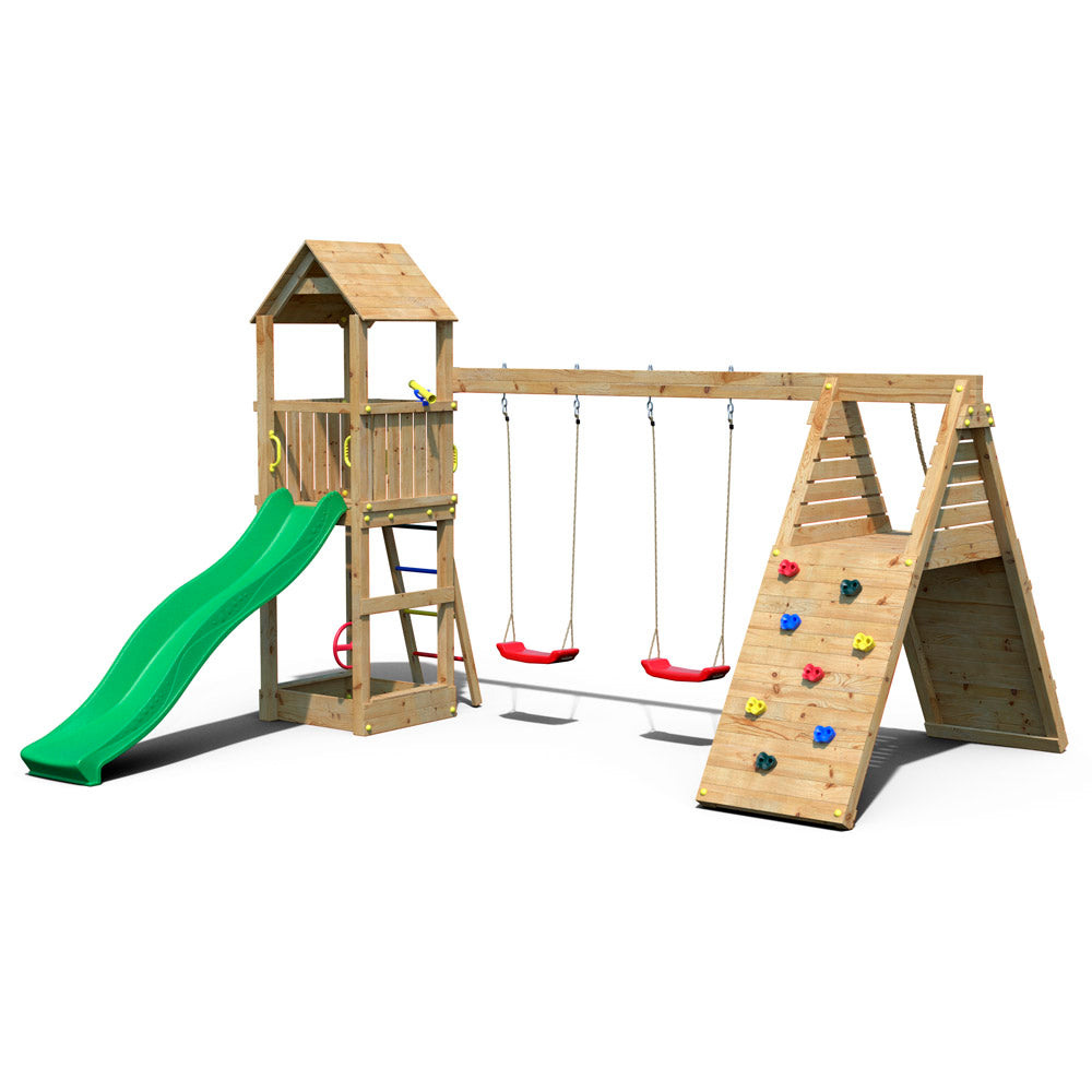 Parque infantil para jardín rocódromo madera
