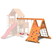 Load image into Gallery viewer, Double swing extension module with Teak color climbing wall
