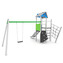 Load image into Gallery viewer, Steel Plus 1 Playground with swing and slide for public use
