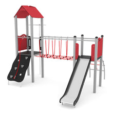 Load image into Gallery viewer, Steel 3 Playground with bridge and slide for public use

